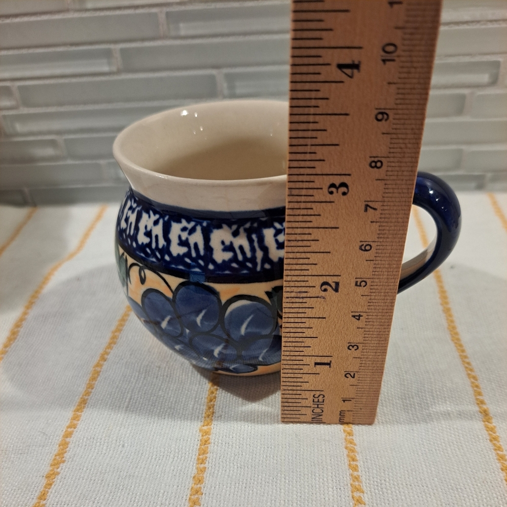 Blue Rose Polish Pottery Boleslawiec Grapes Bell Shaped Mug - Picture 5 of 6